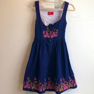 Vintage Authentic Bavarian German Blue Oktoberfest Dress Dirndl (EU 42)